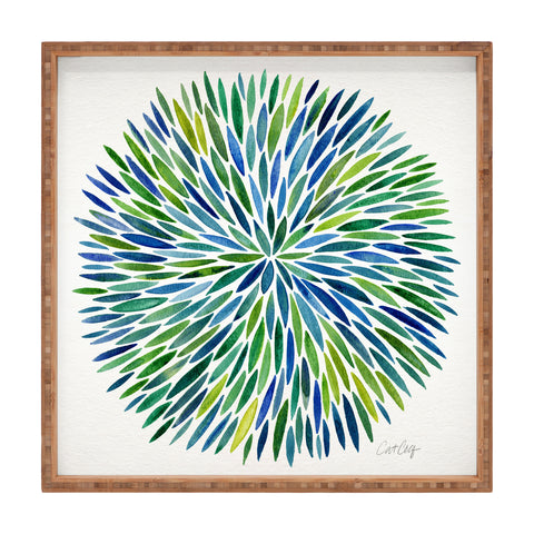 Cat Coquillette Watercolor Burst Blue Square Tray