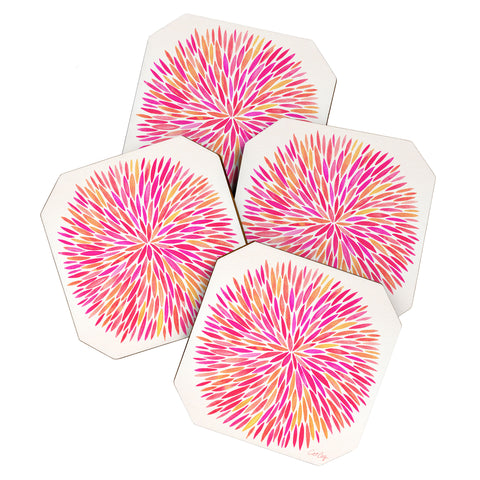Cat Coquillette Watercolor Burst Pink Ombre Coaster Set