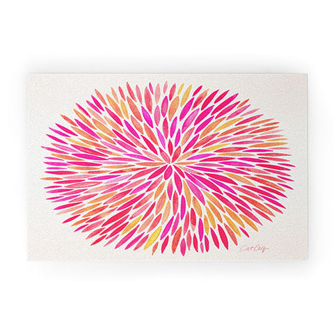 Cat Coquillette Watercolor Burst Pink Ombre Welcome Mat