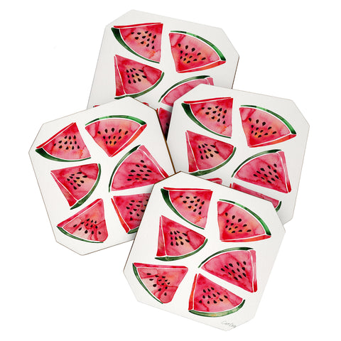 Cat Coquillette Watermelon Slices 2 Coaster Set