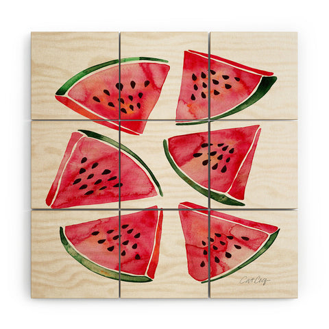 Cat Coquillette Watermelon Slices Wood Wall Mural