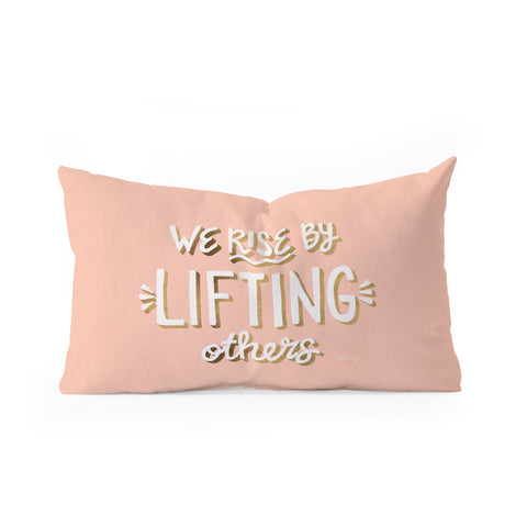 Cat Coquillette We Rise By Lifting Others Blush and Gold Oblong Throw Pillow