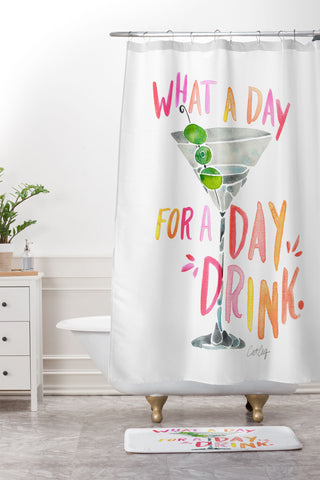 Cat Coquillette What a Day for a Day Drink Shower Curtain And Mat