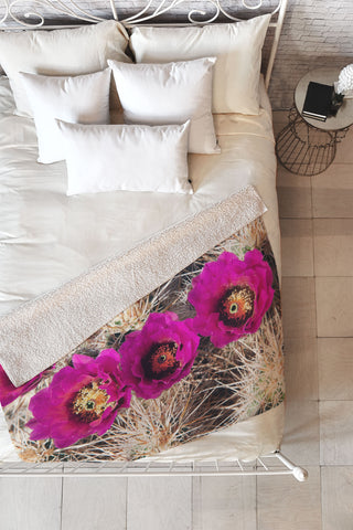 Catherine McDonald Cactus Flowers Fleece Throw Blanket