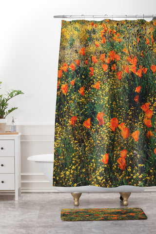 Catherine McDonald California Poppies Shower Curtain And Mat