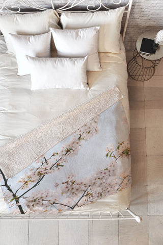 Catherine McDonald Cherry Blossoms In Seoul Fleece Throw Blanket