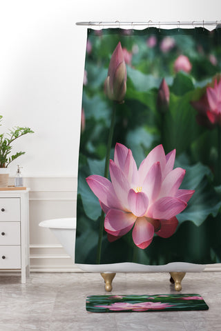 Catherine McDonald Lotus Field Shower Curtain And Mat