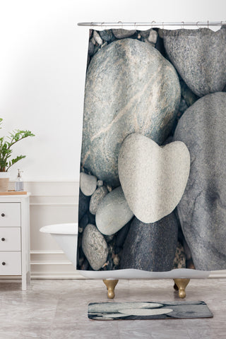 Catherine McDonald My Heart Shaped Rock Shower Curtain And Mat