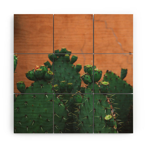 Catherine McDonald New Mexico Prickly Pear Cactus Wood Wall Mural