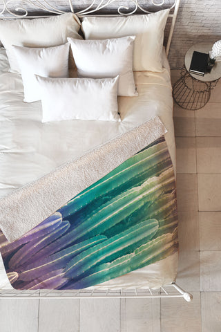 Catherine McDonald Rainbow Cactus Fleece Throw Blanket