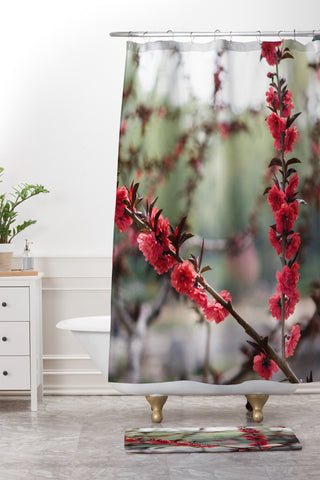 Catherine McDonald Red Peach Blossoms In China Shower Curtain And Mat