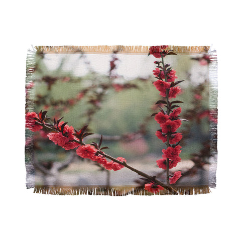 Catherine McDonald Red Peach Blossoms In China Throw Blanket