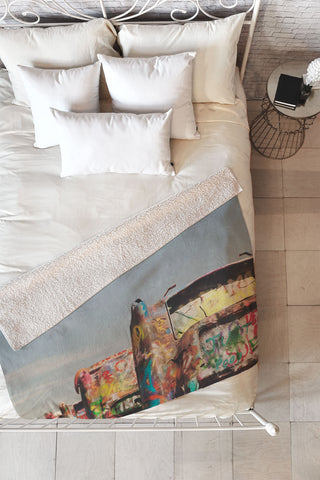 Catherine McDonald ROUTE 66 CADILLACS Fleece Throw Blanket