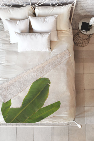 Catherine McDonald Tropical Banana Leaves Fleece Throw Blanket