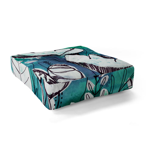 CayenaBlanca Abstract Garden Floor Pillow Square