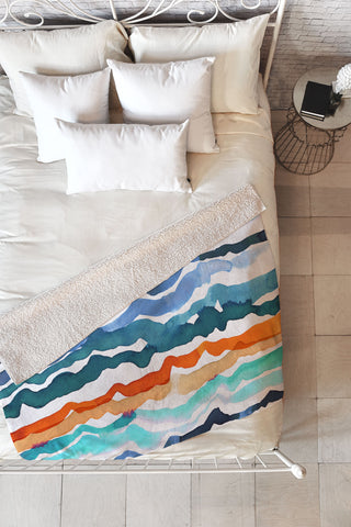 CayenaBlanca Beach Waves Fleece Throw Blanket
