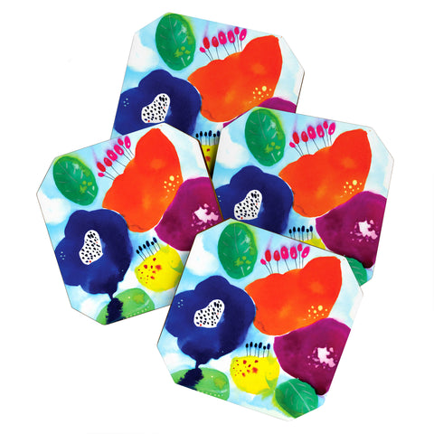 CayenaBlanca Big Flowers Coaster Set