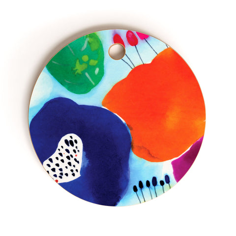 CayenaBlanca Big Flowers Cutting Board Round