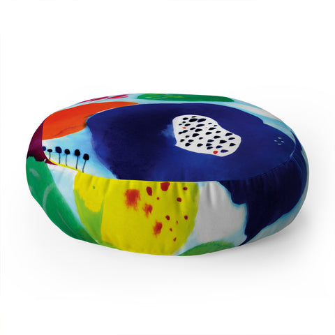 CayenaBlanca Big Flowers Floor Pillow Round