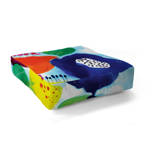 CayenaBlanca Big Flowers Floor Pillow Square