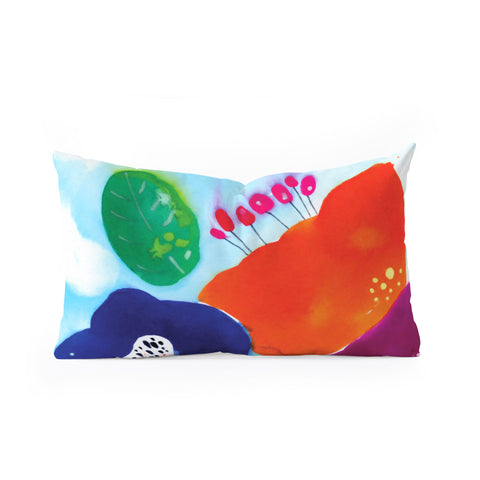 CayenaBlanca Big Flowers Oblong Throw Pillow