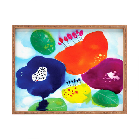 CayenaBlanca Big Flowers Rectangular Tray