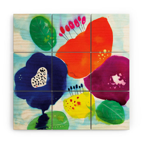 CayenaBlanca Big Flowers Wood Wall Mural