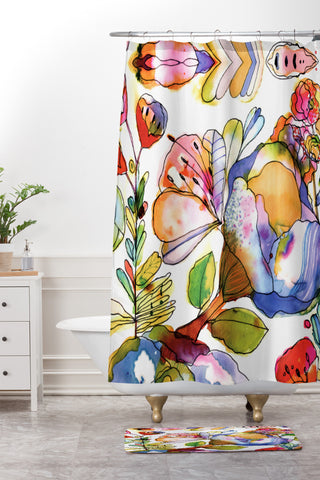 CayenaBlanca Blossom Pastel Shower Curtain And Mat
