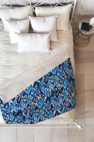 CayenaBlanca Blue Ikat Fleece Throw Blanket