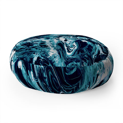 CayenaBlanca Blue Marble Floor Pillow Round