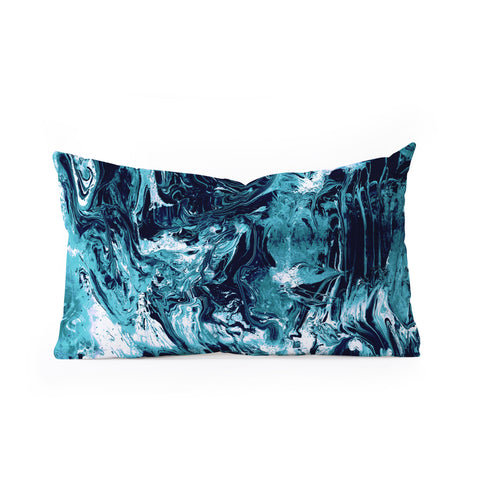 CayenaBlanca Blue Marble Oblong Throw Pillow