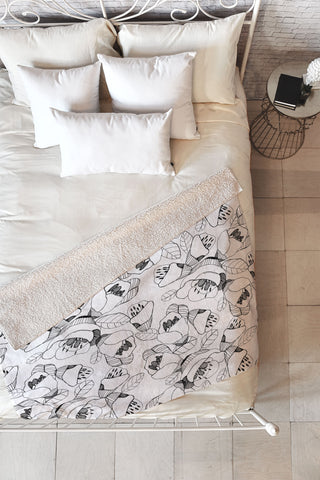 CayenaBlanca Bw Lines Fleece Throw Blanket