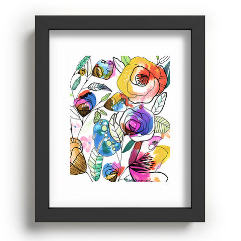 CayenaBlanca Coloured Flowers Recessed Framing Rectangle