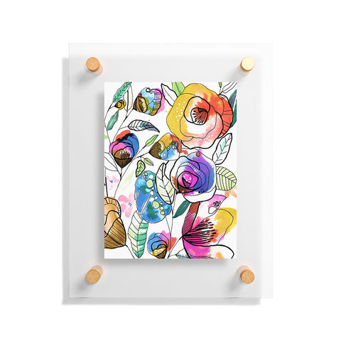 CayenaBlanca Coloured Flowers Floating Acrylic Print