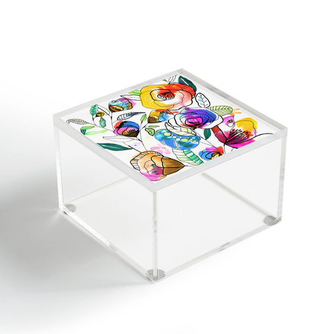 CayenaBlanca Coloured Flowers Acrylic Box