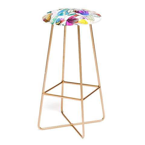 CayenaBlanca Coloured Flowers Bar Stool