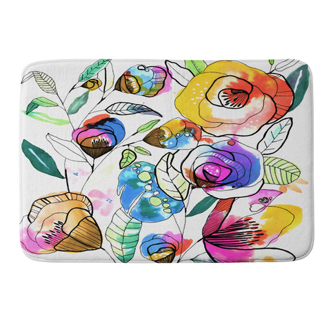 CayenaBlanca Coloured Flowers Memory Foam Bath Mat