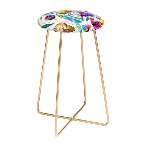 CayenaBlanca Coloured Flowers Counter Stool