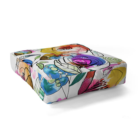 CayenaBlanca Coloured Flowers Floor Pillow Square