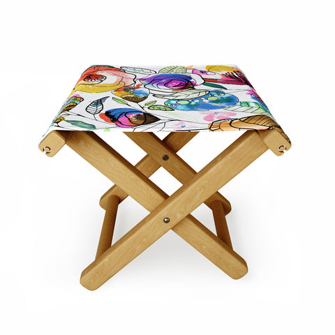 CayenaBlanca Coloured Flowers Folding Stool