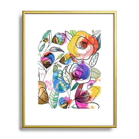 CayenaBlanca Coloured Flowers Metal Framed Art Print