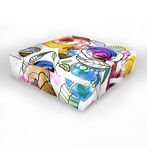 CayenaBlanca Coloured Flowers Outdoor Floor Cushion