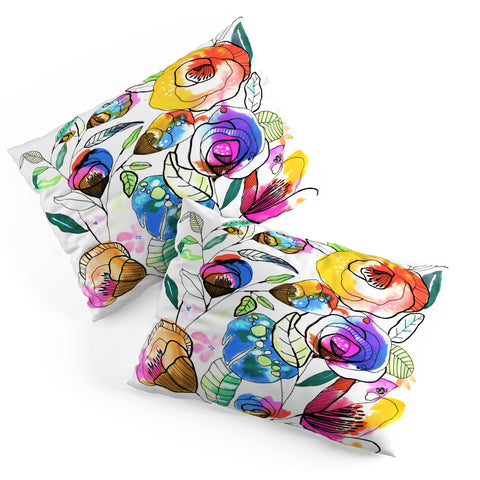 CayenaBlanca Coloured Flowers Pillow Shams