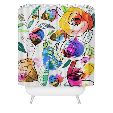 CayenaBlanca Coloured Flowers Shower Curtain