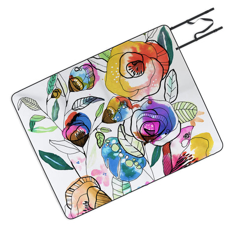CayenaBlanca Coloured Flowers Picnic Blanket
