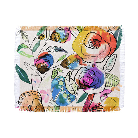 CayenaBlanca Coloured Flowers Throw Blanket