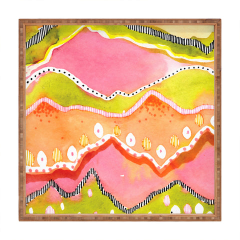 CayenaBlanca Coral Landscape Square Tray