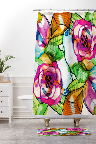 CayenaBlanca Fantasy Garden Shower Curtain And Mat