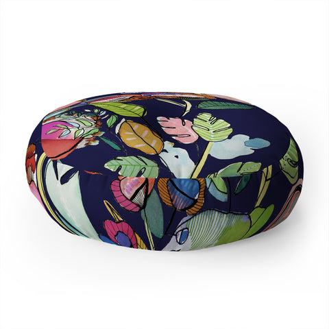CayenaBlanca Floral Dreams Floor Pillow Round