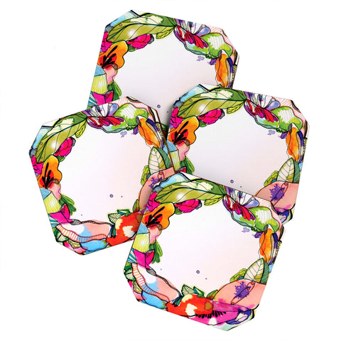 CayenaBlanca Floral Frame Coaster Set